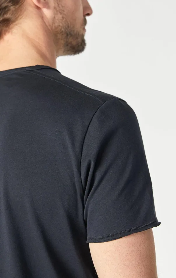 Raw Edge Neck TShirt In Black Men Mavi Jeans TShirts Raw Edge Neck TShirt In Black Men Mavi Jeans TShirts