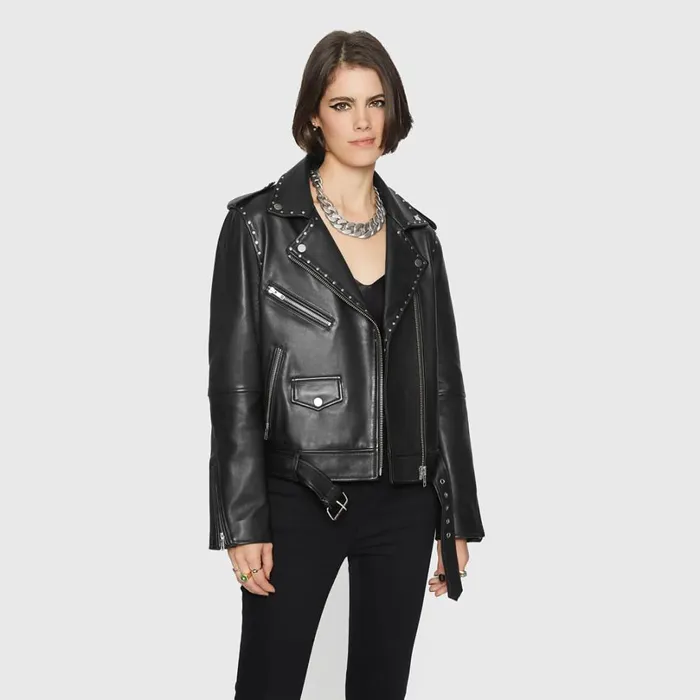 Rebecca Minkoff Leather Women Jett Moto With Studs Black Rebecca Minkoff Leather Women Jett Moto With Studs Black