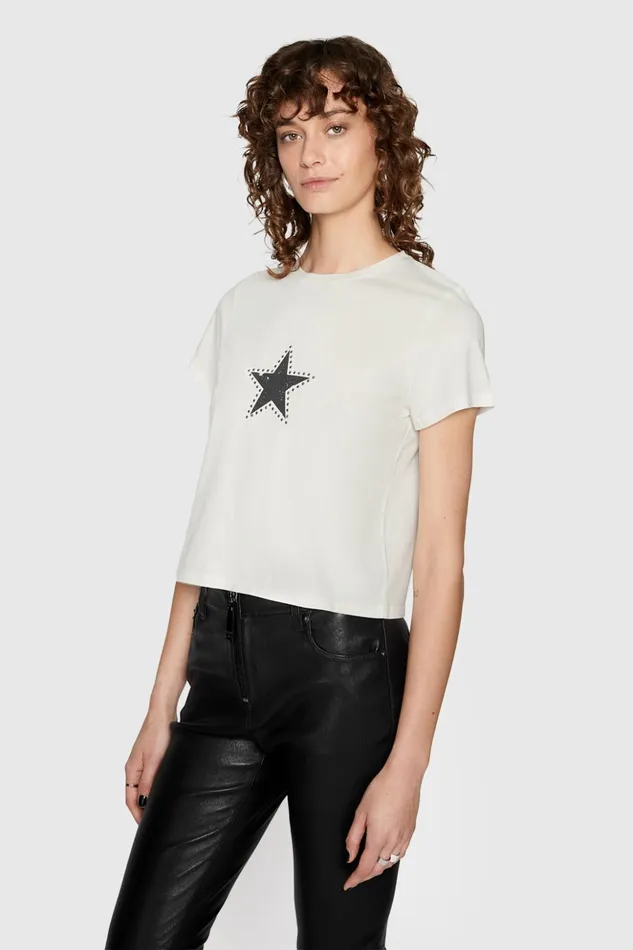 Rebecca Minkoff Tops Women Carlin Crop TShirt Coconut Rebecca Minkoff Tops Women Carlin Crop TShirt Coconut
