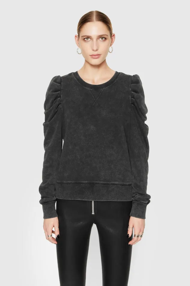 Rebecca Minkoff Tops Women Janine Sweatshirt Acid Wash Black