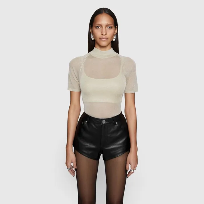Rebecca Minkoff Tops Women Leroy Sheer Set Gold Rebecca Minkoff Tops Women Leroy Sheer Set Gold