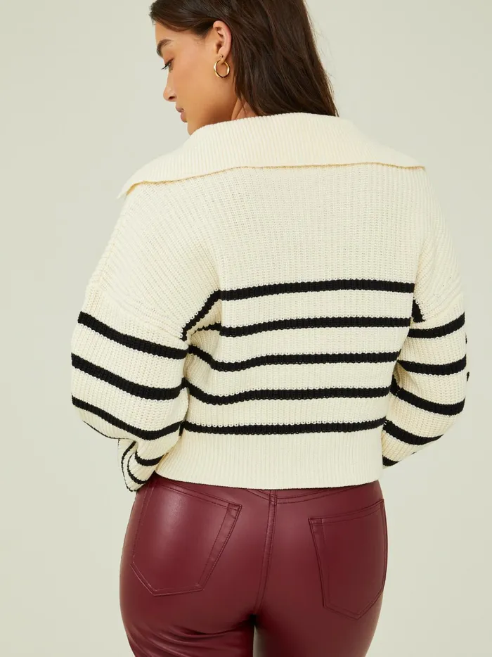 Reed Collared Striped Sweater Whiteblack Women Altar039d State Sweaters