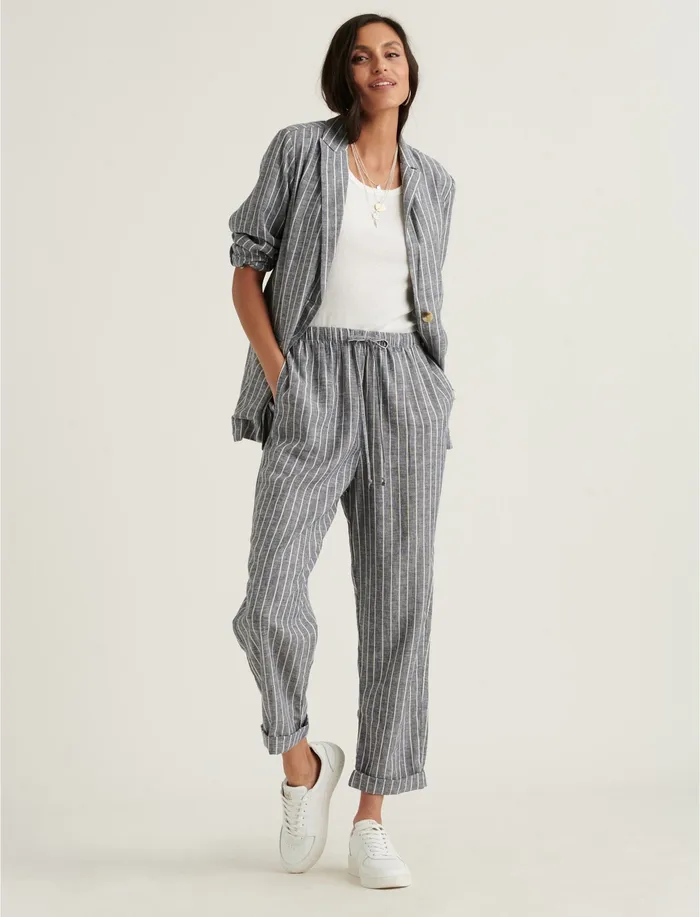 Relaxed Linen Pant Grey Multi Women Pants Lucky Brand