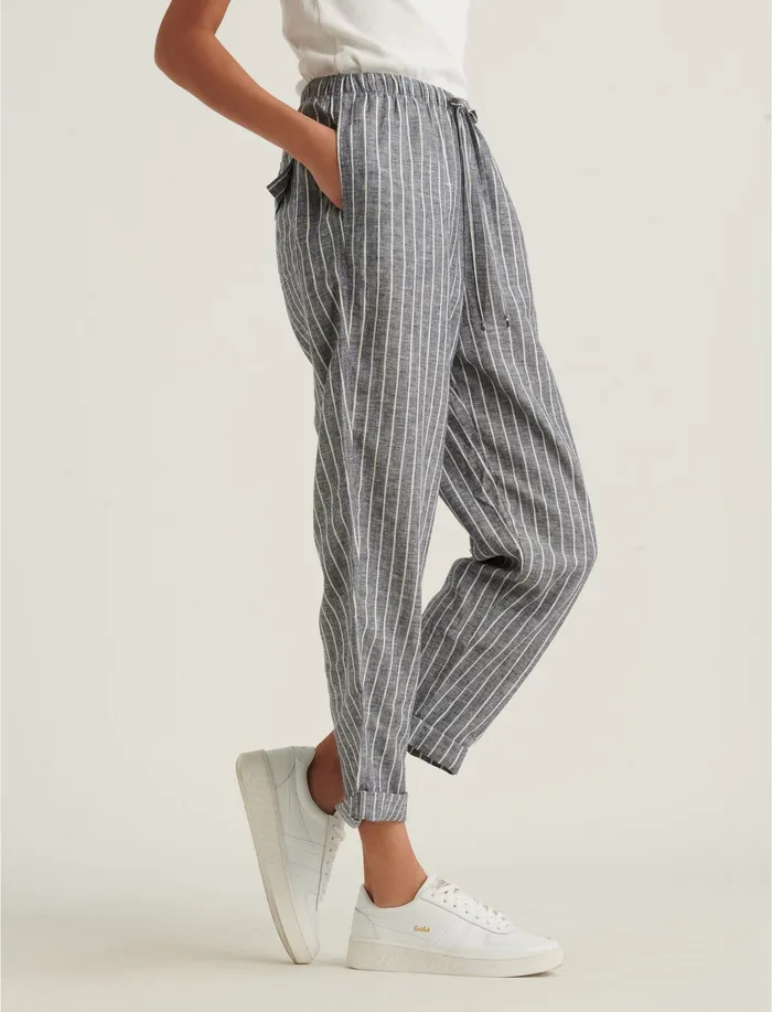Relaxed Linen Pant Grey Multi Women Pants Lucky Brand