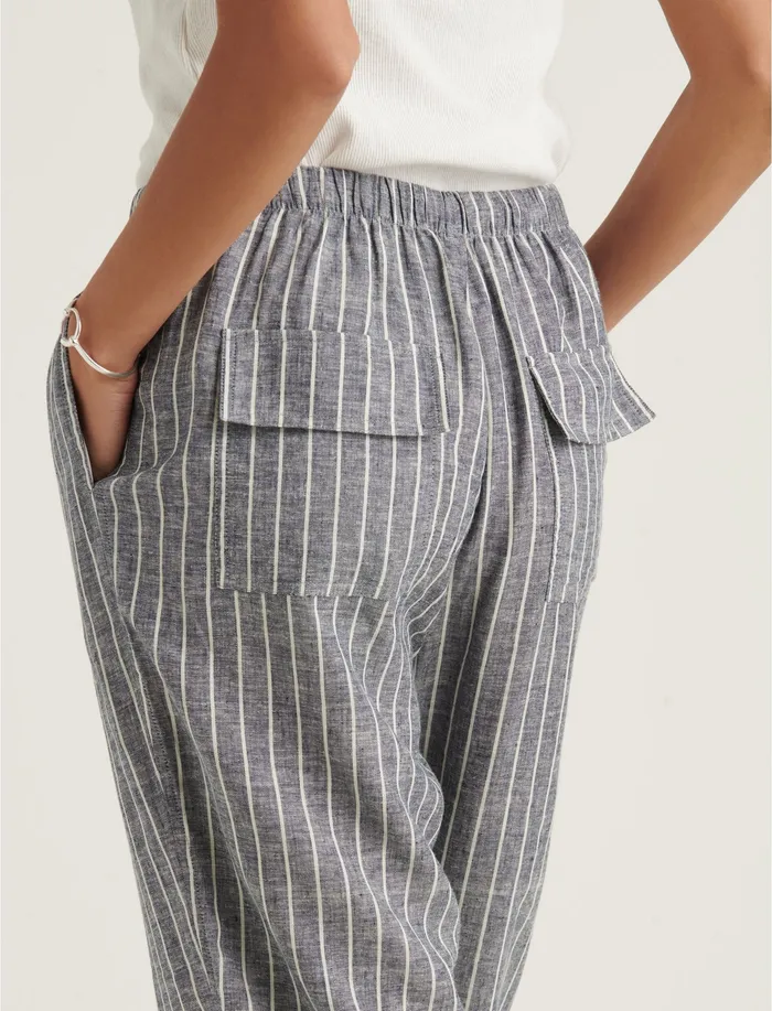 Relaxed Linen Pant Grey Multi Women Pants Lucky Brand
