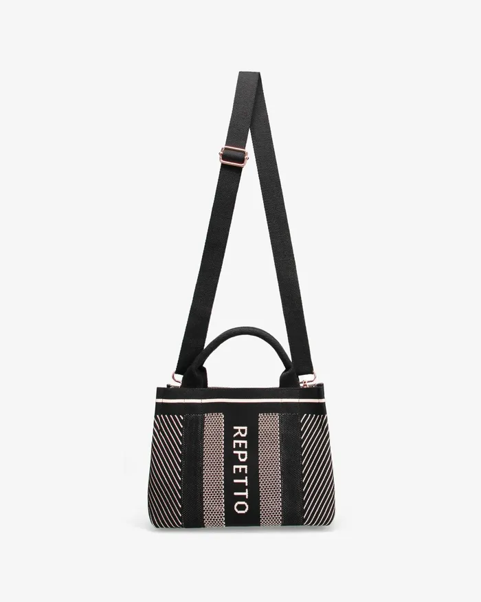 Repetto Small Tote Bag Black And Petal Pink Women Repetto Leather Goods