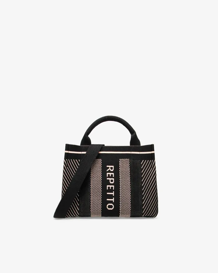 Repetto Small Tote Bag Black And Petal Pink Women Repetto Leather Goods Repetto Small Tote Bag Black And Petal Pink Women Repetto Leather Goods