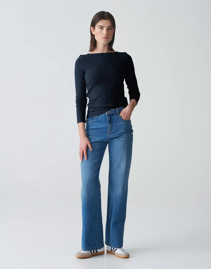 Rippshirt SOVKE Slim aus Baumwoll Mix Damen Shirts OPUS