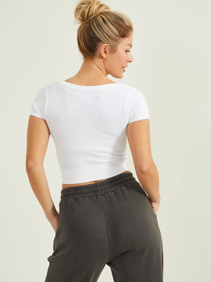 Run Through Ribbed Cropped Tee White Women Altar039d State Activewear