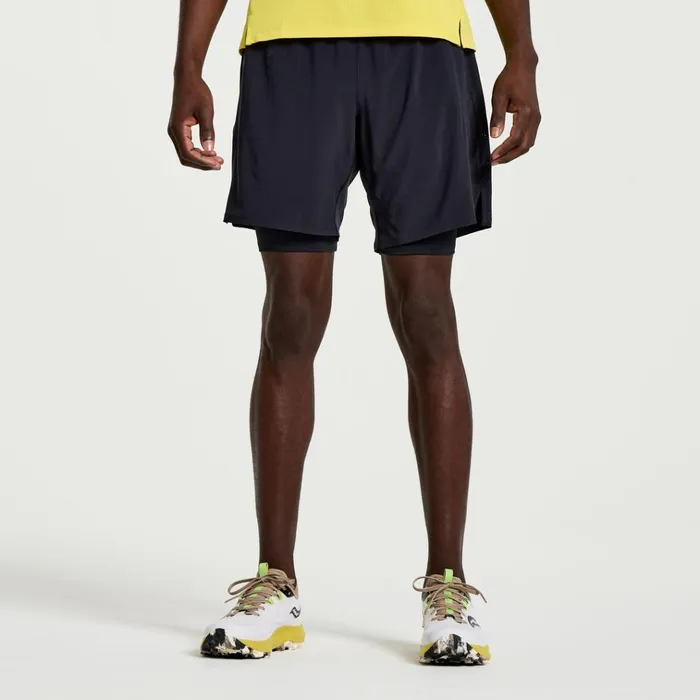 Saucony Bottoms Outpace 7034 2In1 Short Black 8211 Men