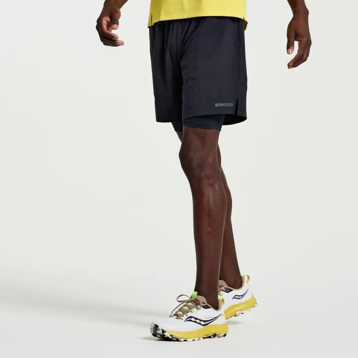 Saucony Bottoms Outpace 7034 2In1 Short Black 8211 Men