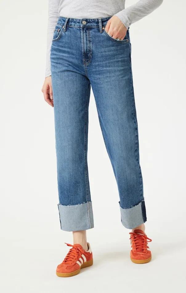 Savannah Cuffed Straight Leg In Shaded Classic Blue Women Mavi Jeans Denim