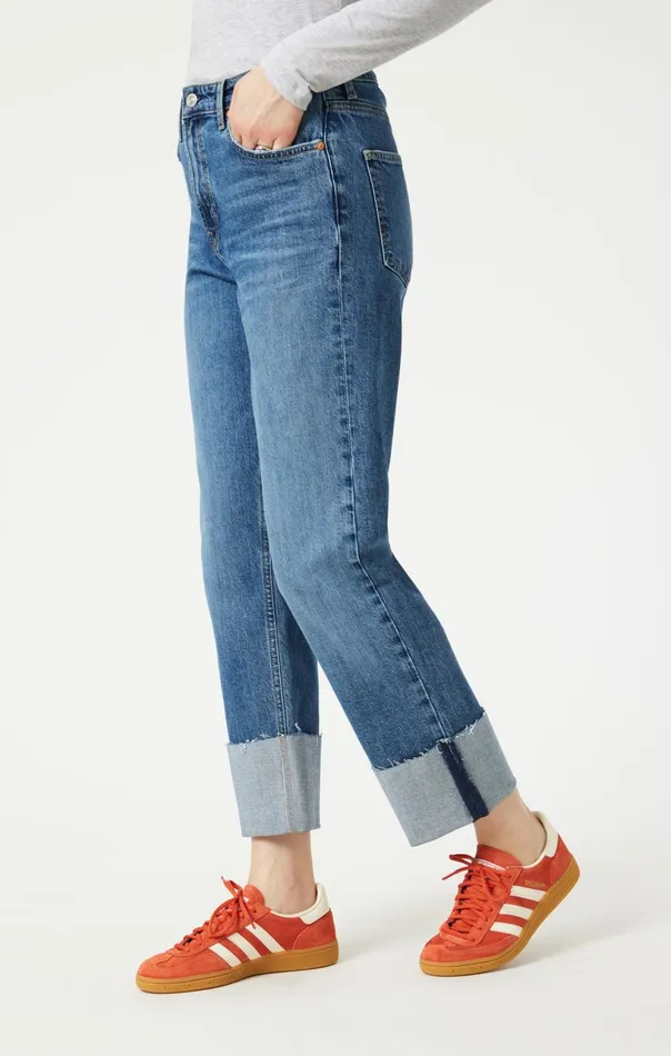 Savannah Cuffed Straight Leg In Shaded Classic Blue Women Mavi Jeans Denim
