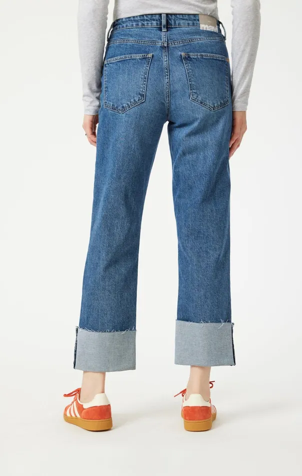 Savannah Cuffed Straight Leg In Shaded Classic Blue Women Mavi Jeans Denim