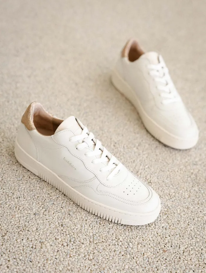 Scott Off White and Sepia Gold Women Bobbies Sneakers