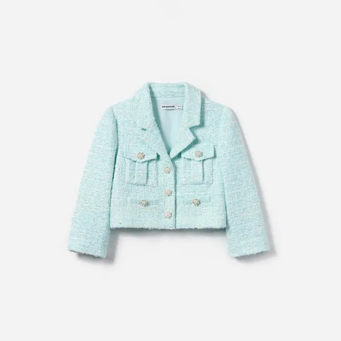 Self Portrait Blue Boucle Jacket 8211 Kids