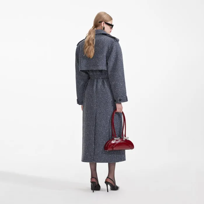 Self Portrait CoOrds Blue Boucle Trench Coat 8211 Women