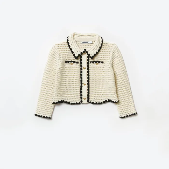 Self Portrait Cream Crochet Cardigan 8211 Kids