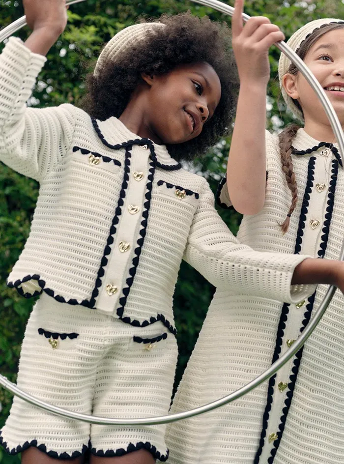 Self Portrait Cream Crochet Cardigan 8211 Kids