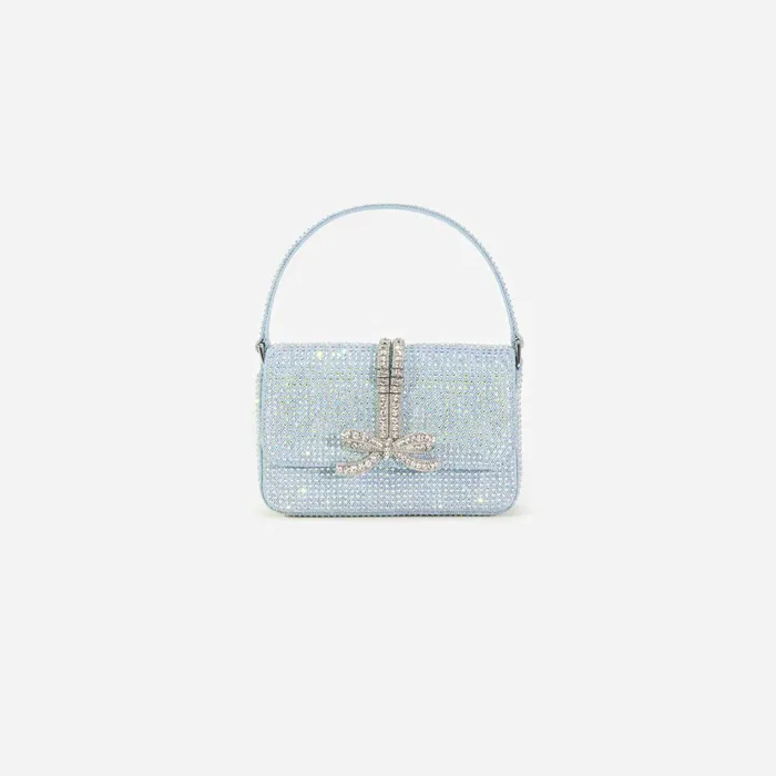 Self Portrait Denim Blue Rhinestone Denim Micro Bag 8211 Women