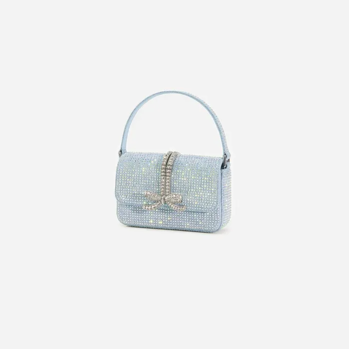 Self Portrait Denim Blue Rhinestone Denim Micro Bag 8211 Women