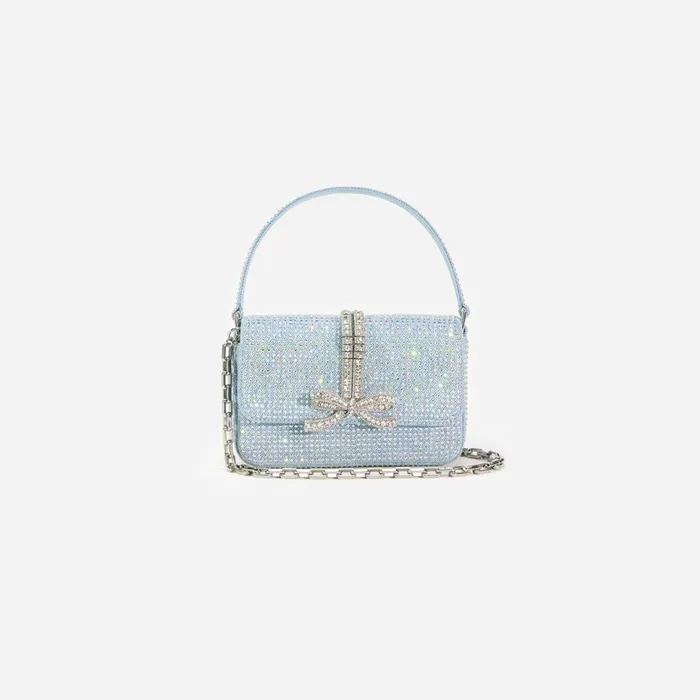 Self Portrait Denim Blue Rhinestone Denim Micro Bag 8211 Women