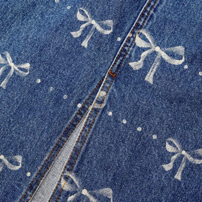 Self Portrait Denim Bow Print Denim Midi Skirt 8211 Women