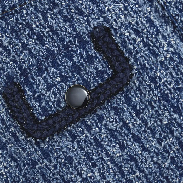 Self Portrait Denim Textured Denim Jacket 8211 Women