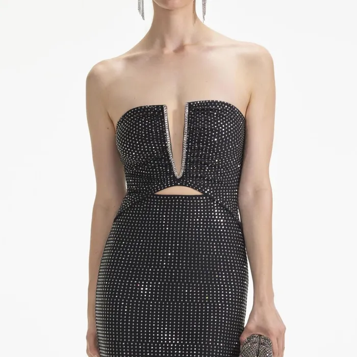 Self Portrait Dresses Black Jersey Rhinestone Maxi Dress 8211 Women