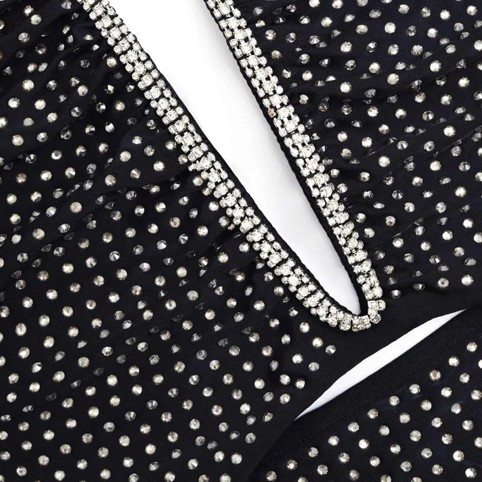 Self Portrait Dresses Black Jersey Rhinestone Maxi Dress 8211 Women