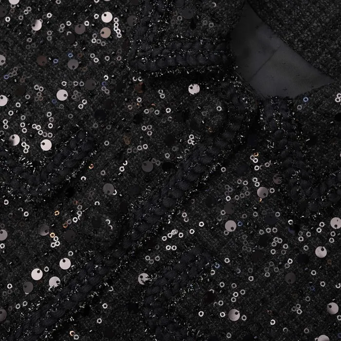 Self Portrait Dresses Black Sequin Boucle Mini Dress 8211 Women