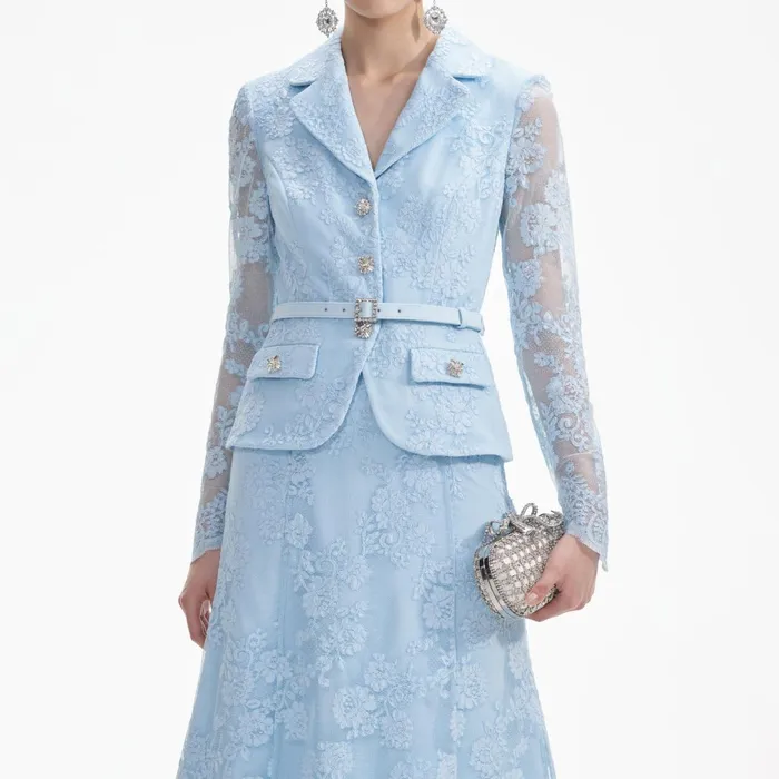 Self Portrait Dresses Blue Lace Tailored Midi Dress 8211 Women