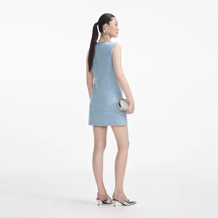 Self Portrait Dresses Blue Sequin Boucle Mini Dress Blue 8211 Women Self Portrait Dresses Blue Sequin Boucle Mini Dress Blue 8211 Women