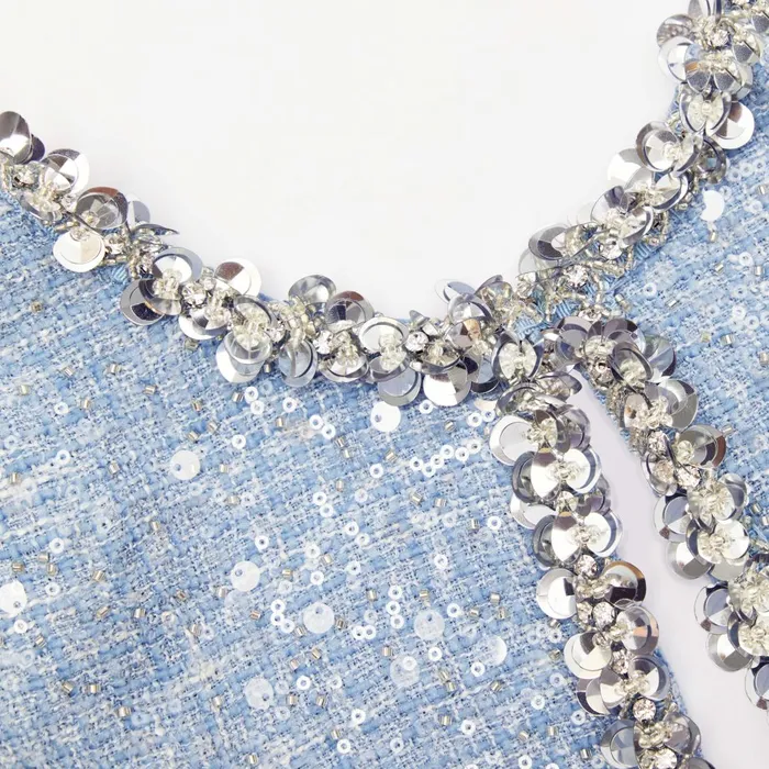 Self Portrait Dresses Blue Sequin Boucle Mini Dress Blue 8211 Women Self Portrait Dresses Blue Sequin Boucle Mini Dress Blue 8211 Women
