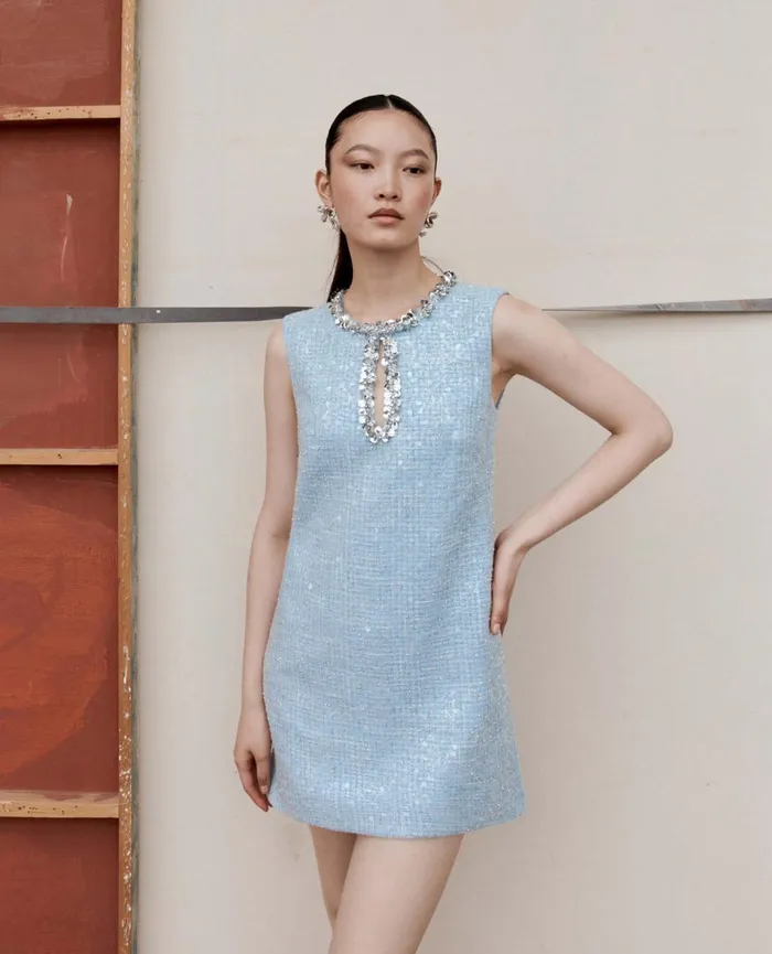 Self Portrait Dresses Blue Sequin Boucle Mini Dress Blue 8211 Women Self Portrait Dresses Blue Sequin Boucle Mini Dress Blue 8211 Women