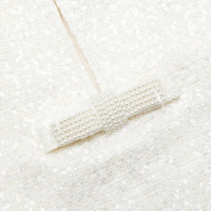 Self Portrait Dresses Cream Boucle Diamante Bow Mini Dress 8211 Women