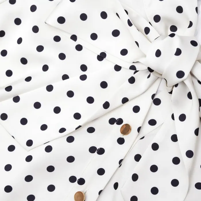 Self Portrait Dresses Cream Polka Dot Satin Midi Dress 8211 Women