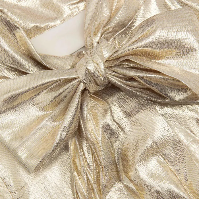 Self Portrait Dresses Gold Metallic Pussy Bow Maxi Dress 8211 Women