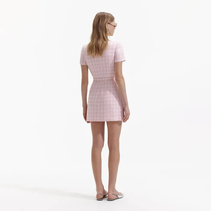 Self Portrait Dresses Pink Boucle Off Shoulder Mini Dress 8211 Women