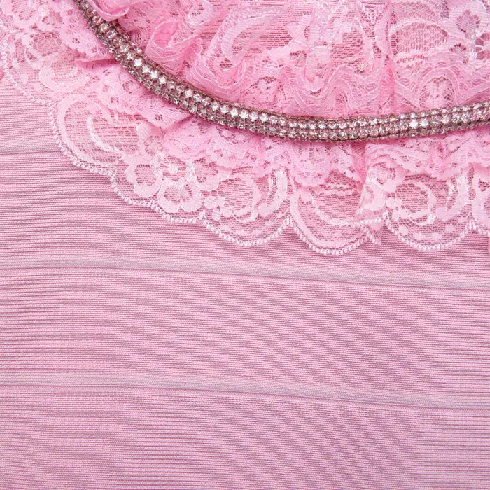 Self Portrait Dresses Pink Ruffle Knit Mini Dress 8211 Women
