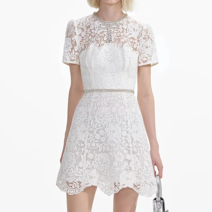 Self Portrait Dresses White Lace Diamante Mini Dress 8211 Women Self Portrait Dresses White Lace Diamante Mini Dress 8211 Women