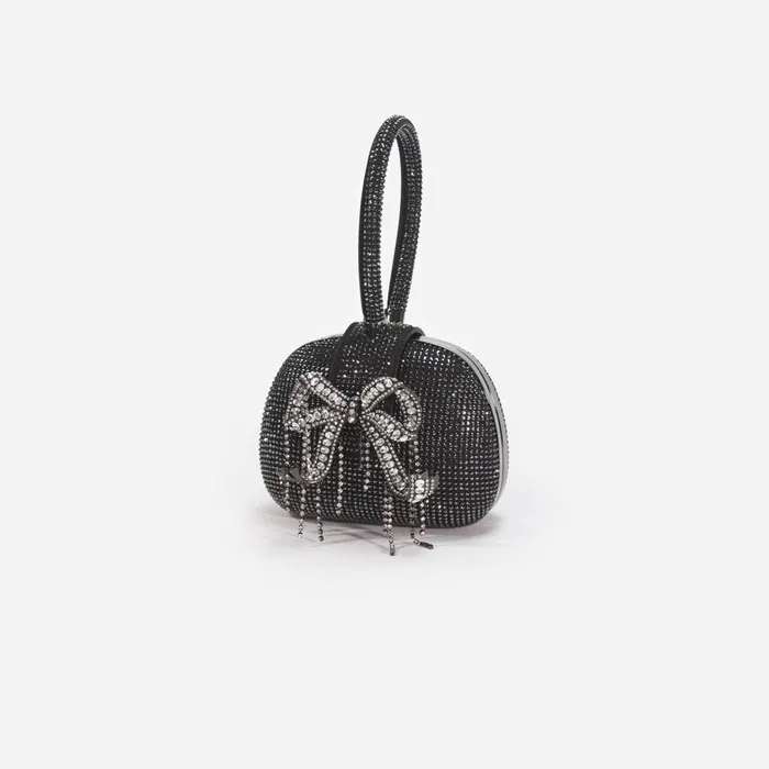 Self Portrait Handbags Black Rhinestone Top Handle Clutch Bag Black 8211 Women