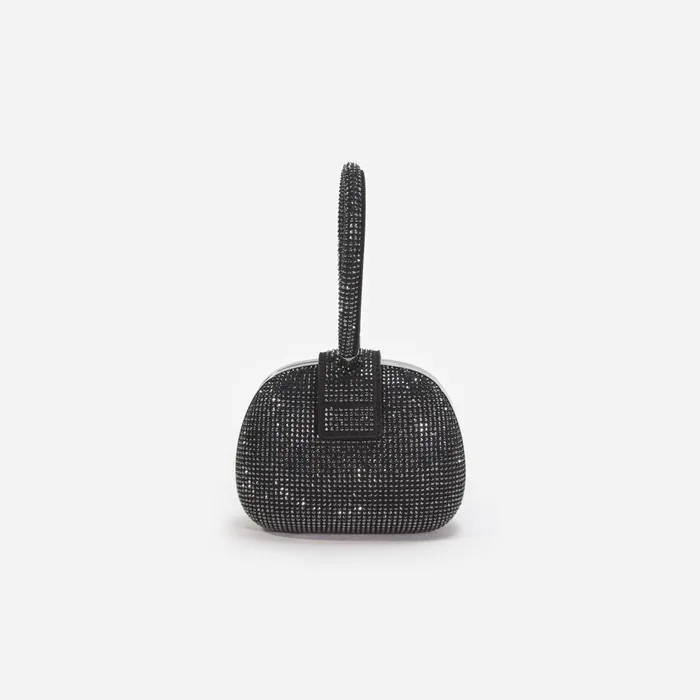 Self Portrait Handbags Black Rhinestone Top Handle Clutch Bag Black 8211 Women