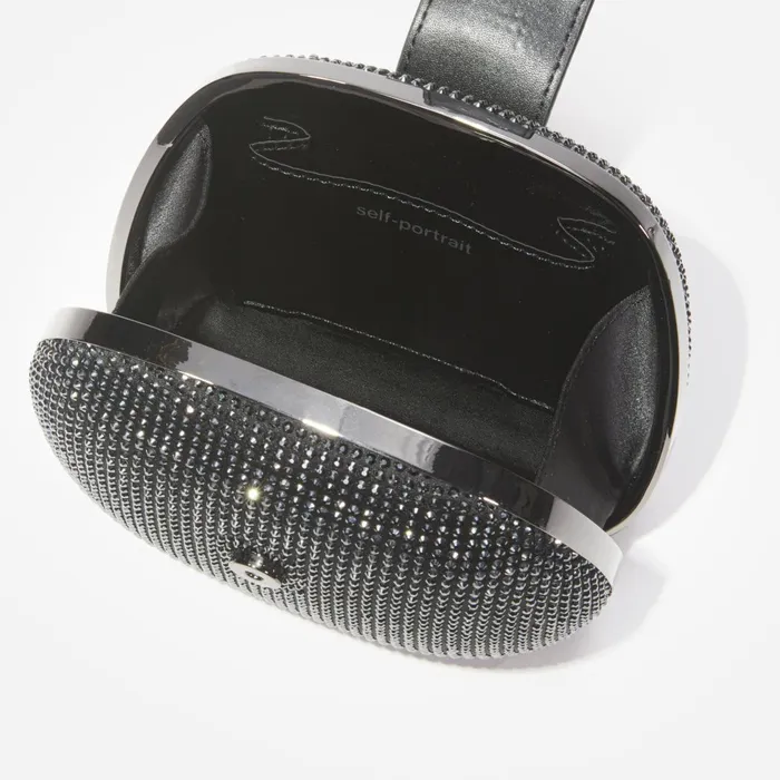 Self Portrait Handbags Black Rhinestone Top Handle Clutch Bag Black 8211 Women