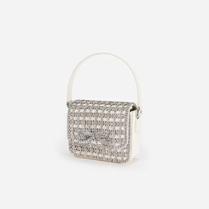 Self Portrait Handbags Champagne Crystal Micro Bag Cream 8211 Women