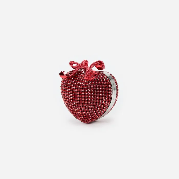 Self Portrait Handbags Red Crystal Heart Clutch Red 8211 Women