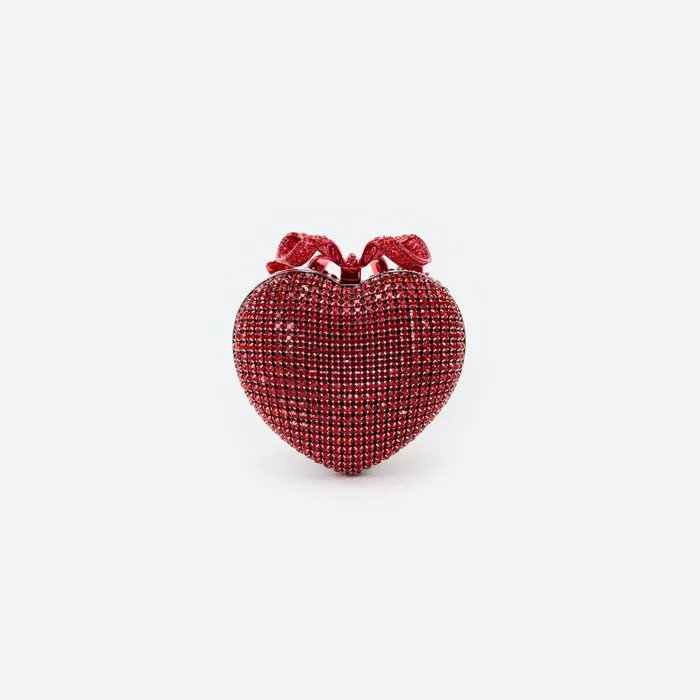 Self Portrait Handbags Red Crystal Heart Clutch Red 8211 Women