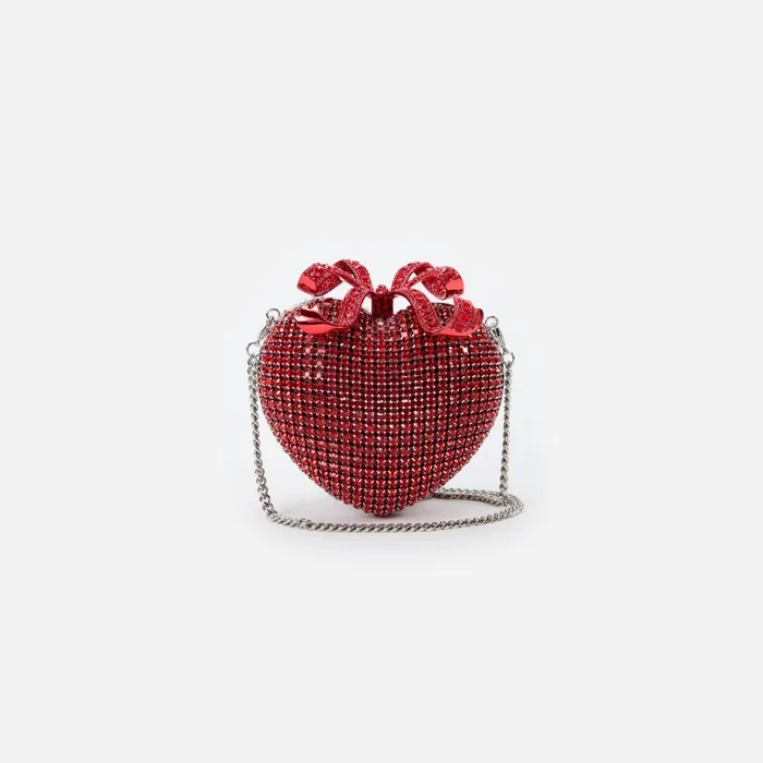 Self Portrait Handbags Red Crystal Heart Clutch Red 8211 Women