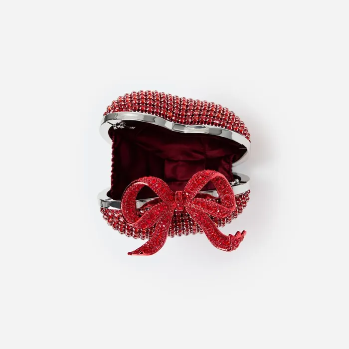 Self Portrait Handbags Red Crystal Heart Clutch Red 8211 Women