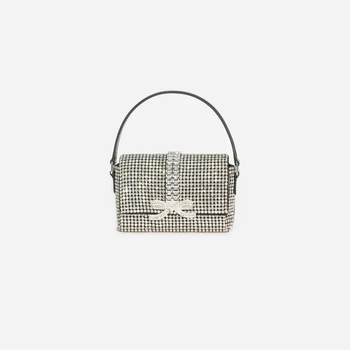 Self Portrait Handbags Silver Rhinestone Chainmail Micro Bag 8211 Women